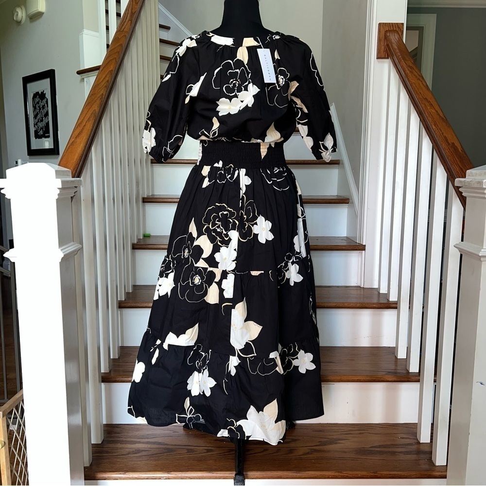 Baltic Born Hacienda Tiered Floral Black and White Women's Dress - Picture 4 of 11